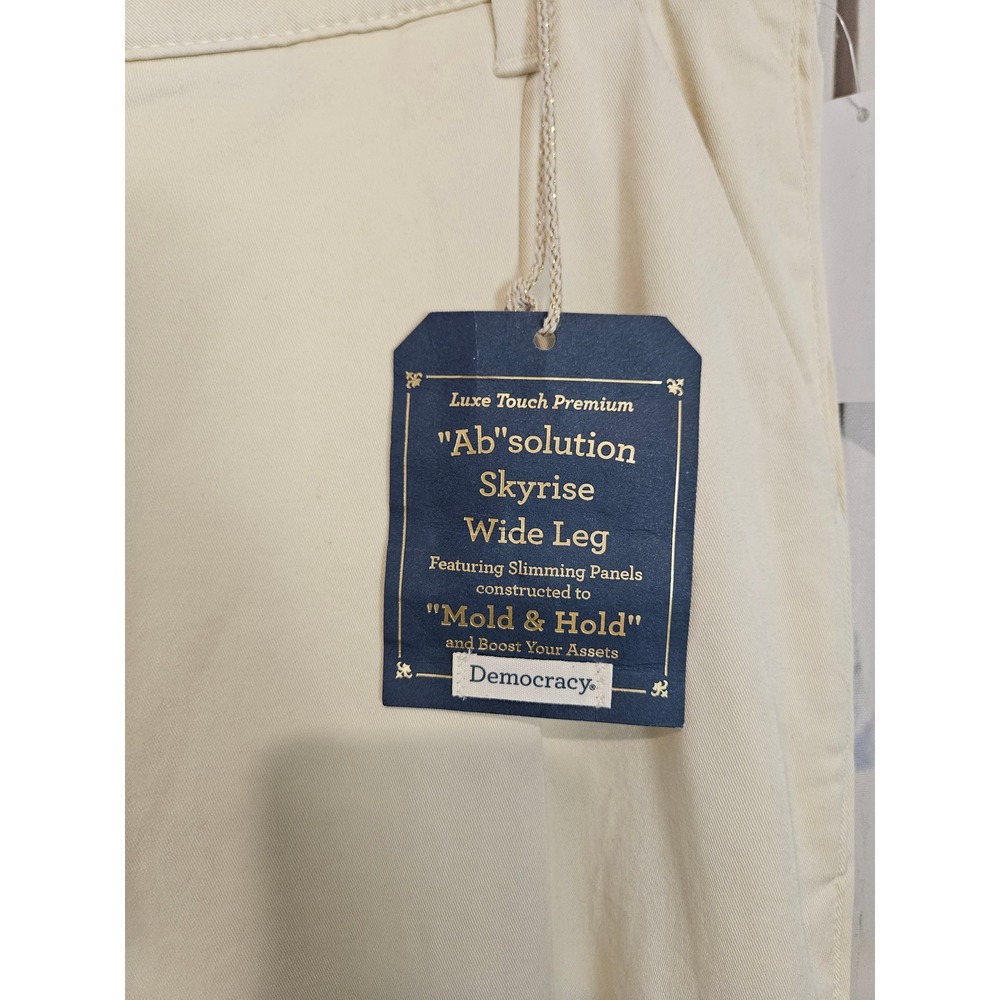NWT Democracy Wide Leg Pants 8 Cream Ab solution Skyrise High Rise Luxe Touch - Picture 3 of 10